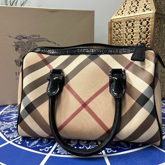 Burberry Nova Check Top Handle Bowling Bag